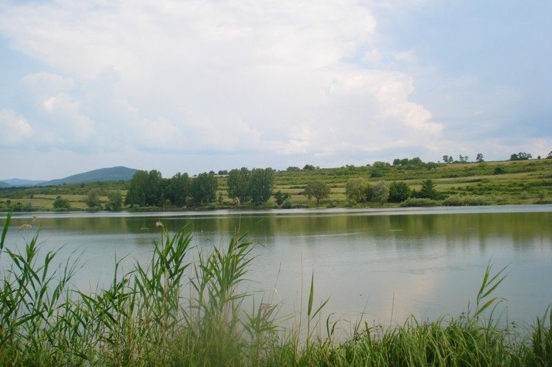Pohled na jezero a okolní krajinu